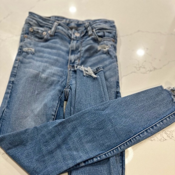 American Eagle “Easy Breezy Blue” high-waisted skinny jeans/Jegging size:0 - Picture 5 of 8